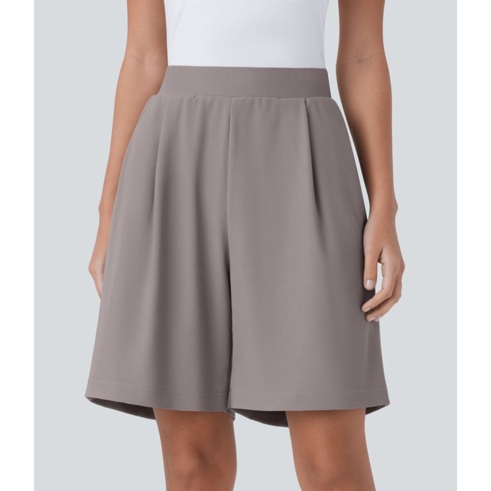 NWT Halara High Waist Body Sculpt Side Pocket MicroWaffle Shorts Gray XL 0287939